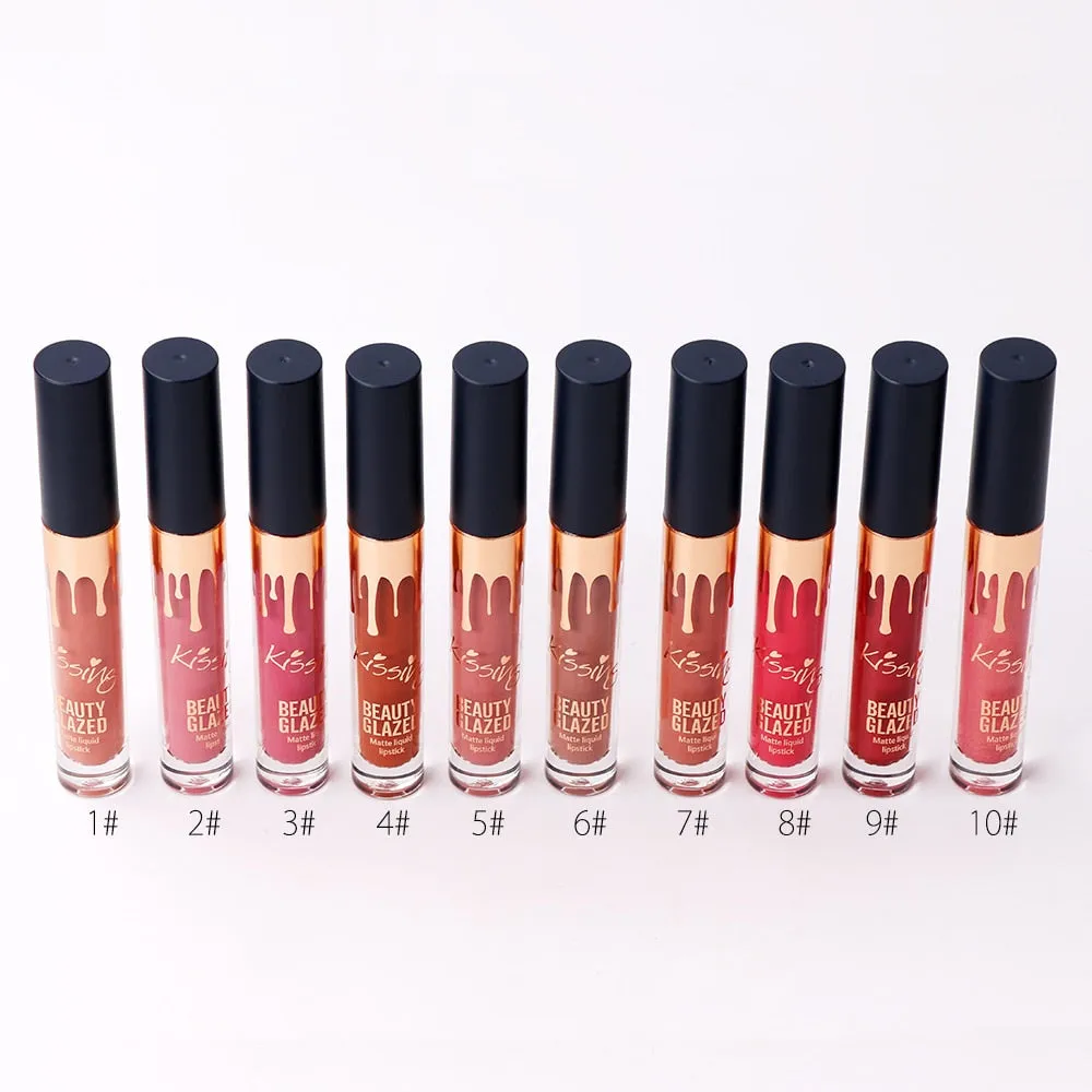 BEAUTY GLAZED 6 Colors Matte Lipstick Set Waterproof Long Lasting Lip Gloss Nude Velvet Pigment Batom Women Fashion Lip Makeup