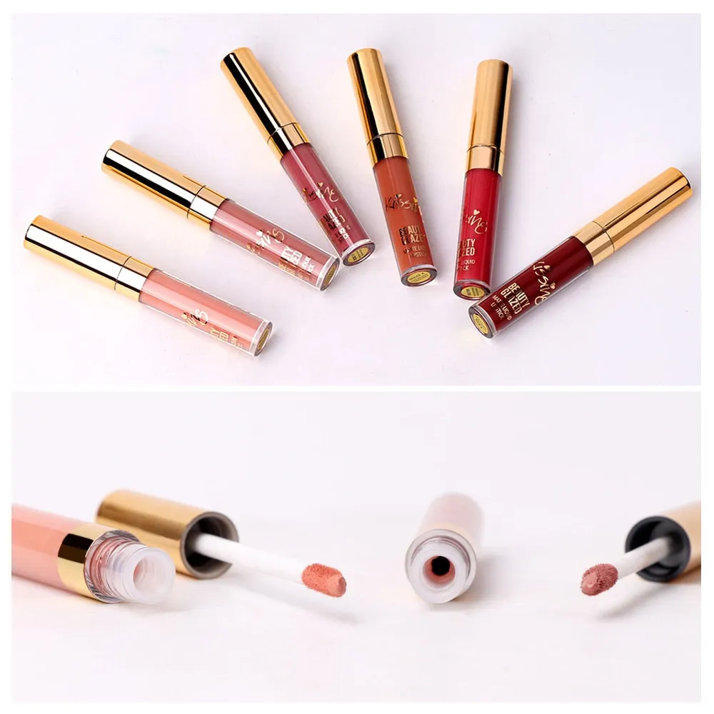 BEAUTY GLAZED 6 Colors Matte Lipstick Set Waterproof Long Lasting Lip Gloss Nude Velvet Pigment Batom Women Fashion Lip Makeup