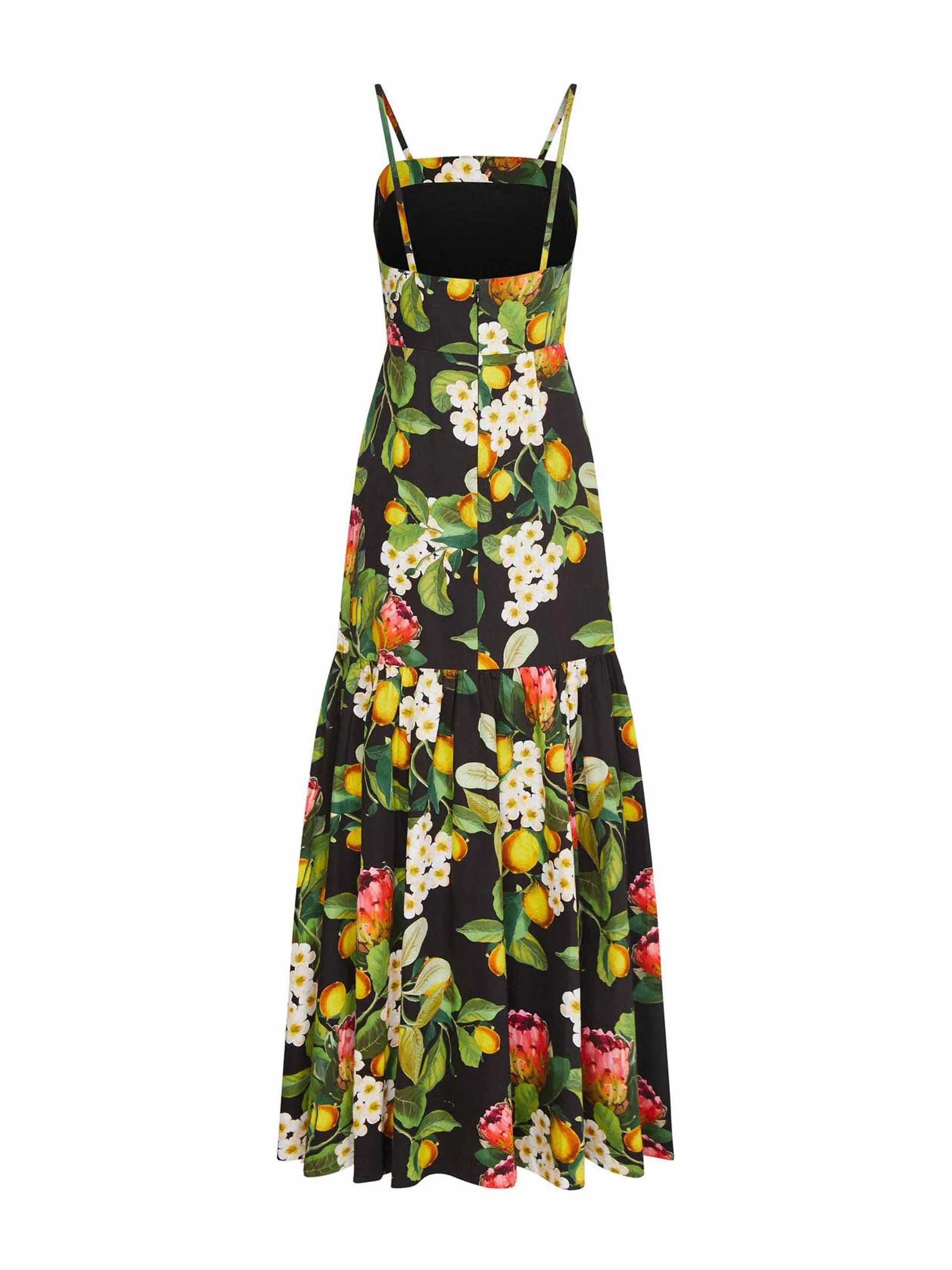Cordelia black multi cotton maxi dress