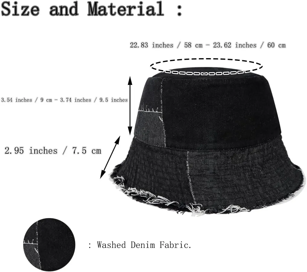 Eigso Denim Bucket Hat for Women Men Wahsed Foldable Summer Fishing Beach Sun Hat for Woman Man