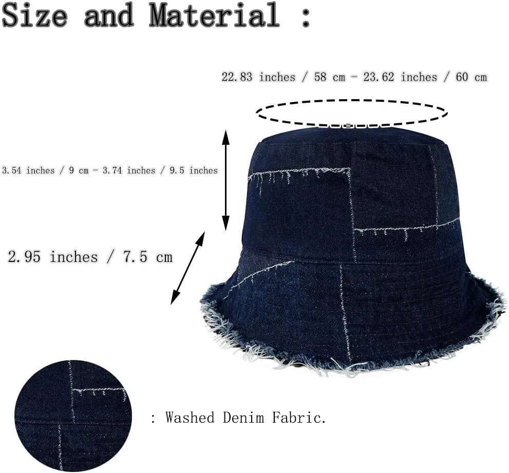 Eigso Denim Bucket Hat for Women Men Wahsed Foldable Summer Fishing Beach Sun Hat for Woman Man