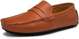 HOOENG Mens Loafers Penny Driving Loafers Vegan Leather Stitching Details Flat Heel Comfortable Flexible Party Slip On