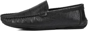 HOOENG Mens Loafers Shoe Vegan Leather Stitching Details Apron Toe Driving Loafers Slip Resistant Lightweight Flat Heel Walking Slip-on