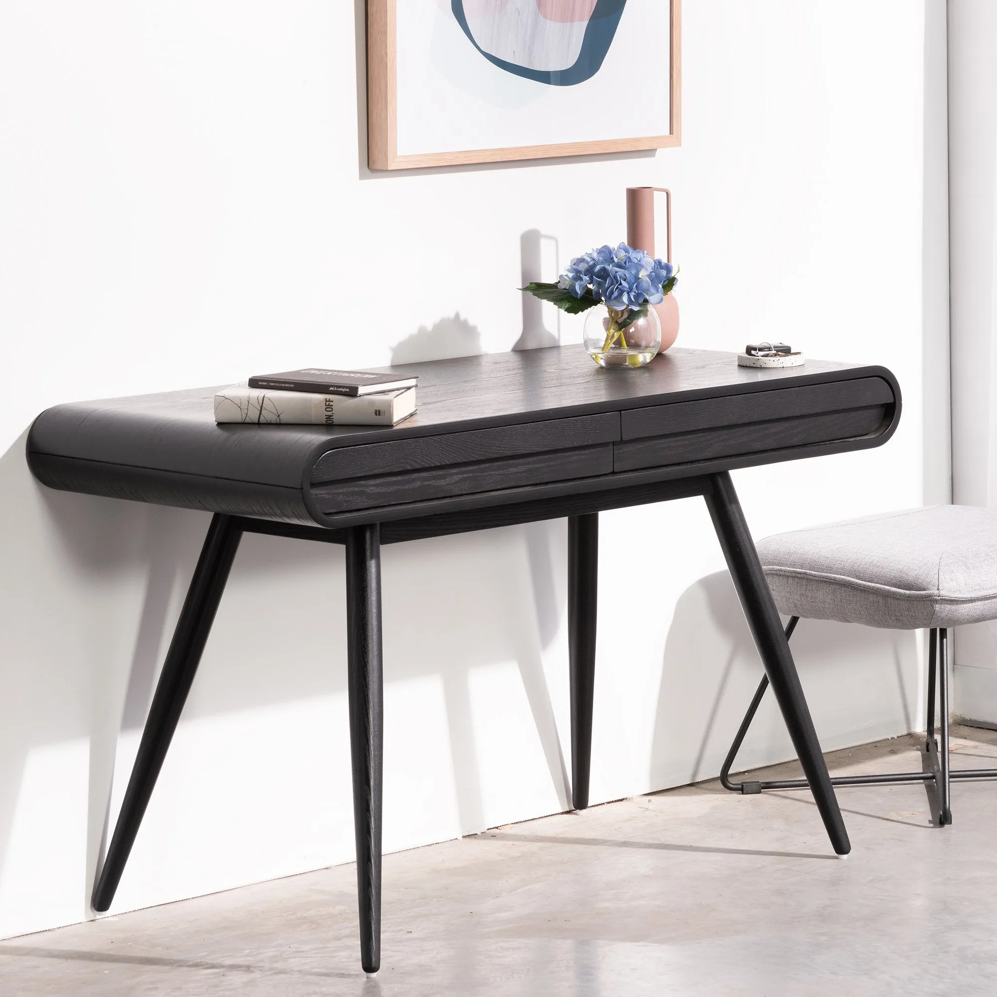 Joshua Narrow Wood Console Table - Black 75cm (H)