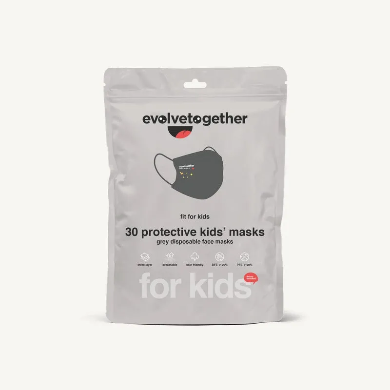 Kids Face Mask 30 Pack (Grey)