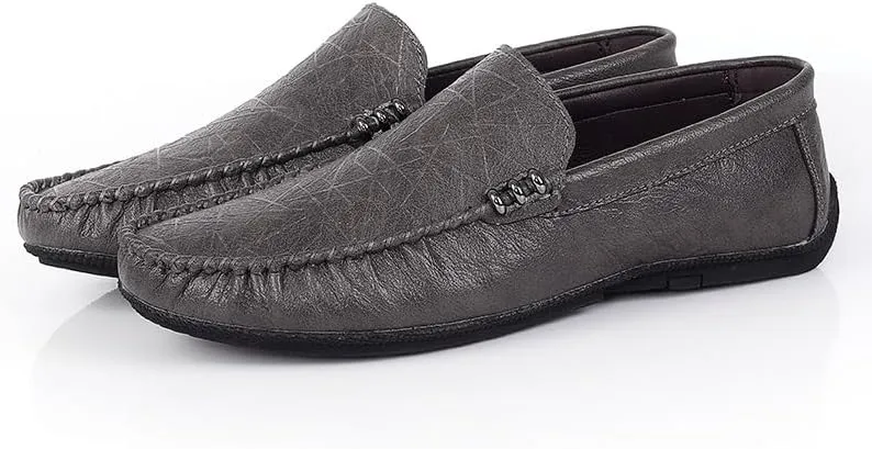 New Mens Loafers Round Toe Vegan Leather Driving Style Loafer Flat Heel Slip Resistant Anti-Slip Casual Slip-on