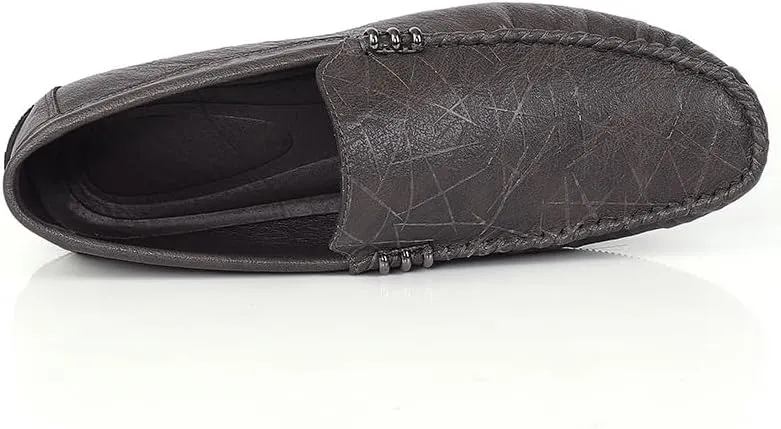 New Mens Loafers Round Toe Vegan Leather Driving Style Loafer Flat Heel Slip Resistant Anti-Slip Casual Slip-on
