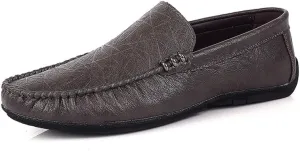 New Mens Loafers Round Toe Vegan Leather Driving Style Loafer Flat Heel Slip Resistant Anti-Slip Casual Slip-on