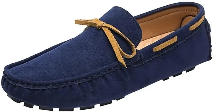 New Men's Loafers Square Toe Vegan Leather Boat Driving Loafers Flexible Comfortable Flat Heel Fashion Slip On