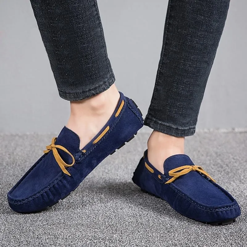 New Men's Loafers Square Toe Vegan Leather Boat Driving Loafers Flexible Comfortable Flat Heel Fashion Slip On
