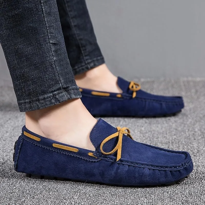 New Men's Loafers Square Toe Vegan Leather Boat Driving Loafers Flexible Comfortable Flat Heel Fashion Slip On