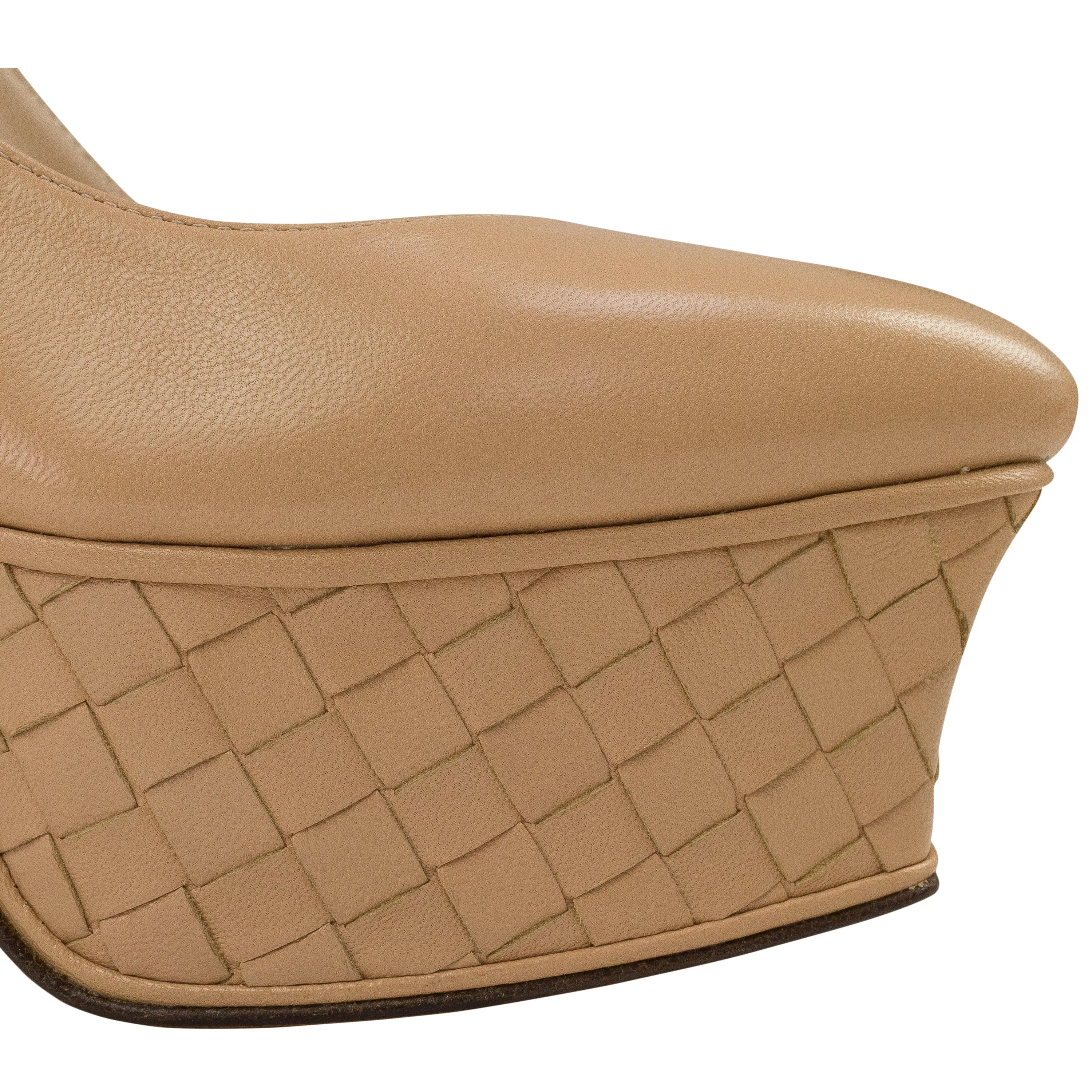 NUDE WEAVED LEATHER PLATFORM HEELS