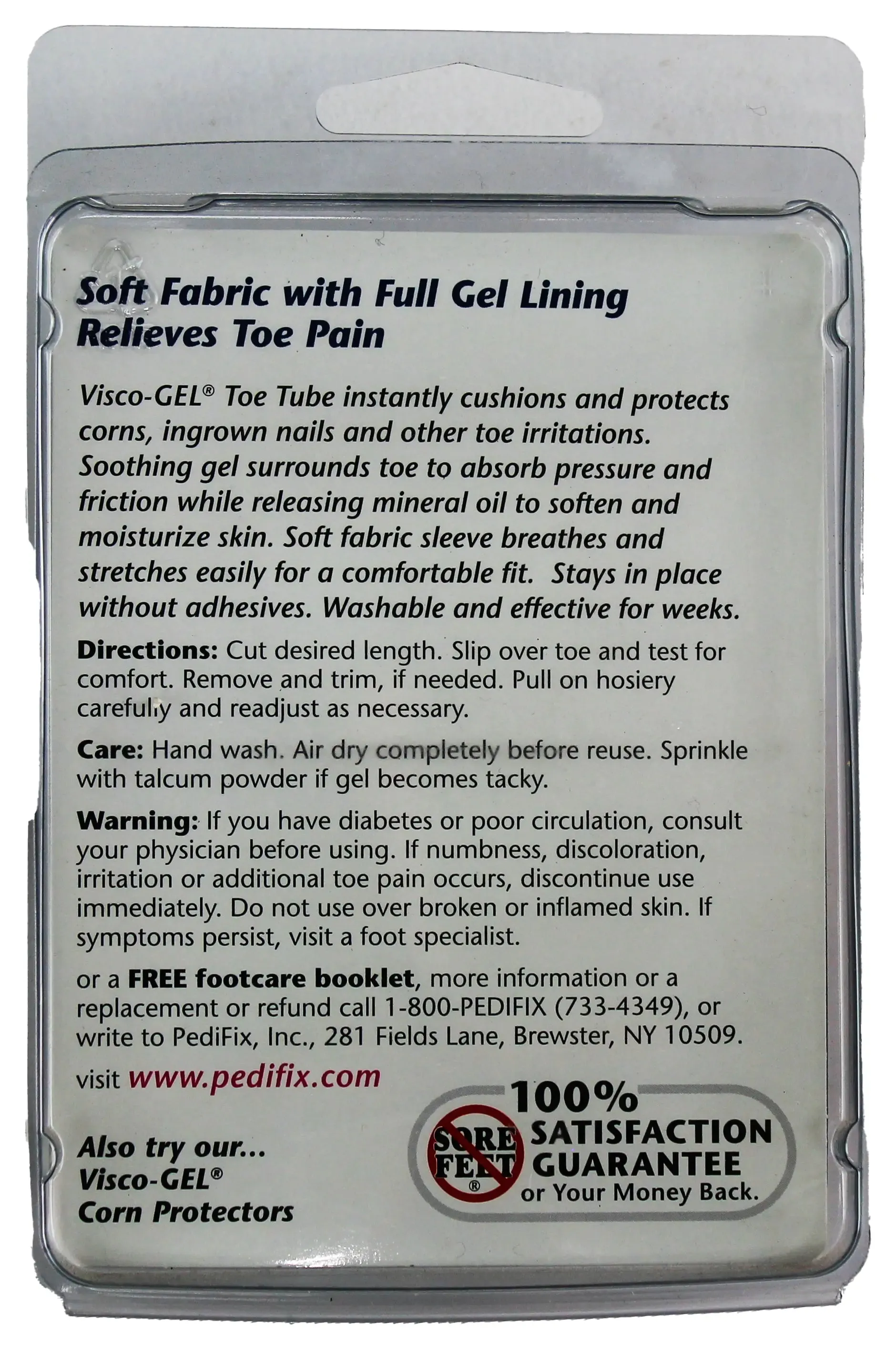 PediFix Visco-GEL Fabric-Covered Toe Tube  Soothing Protection for Toes