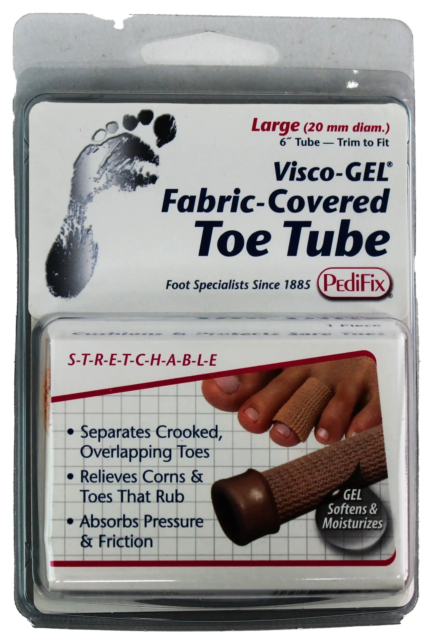 PediFix Visco-GEL Fabric-Covered Toe Tube  Soothing Protection for Toes