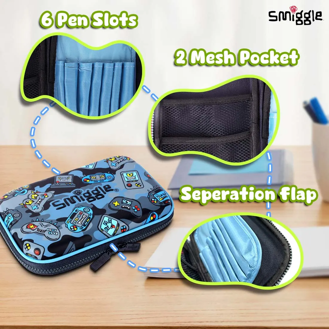 Smiggle Away Hardtop Stationery Kit for Kids Blue 3Y 