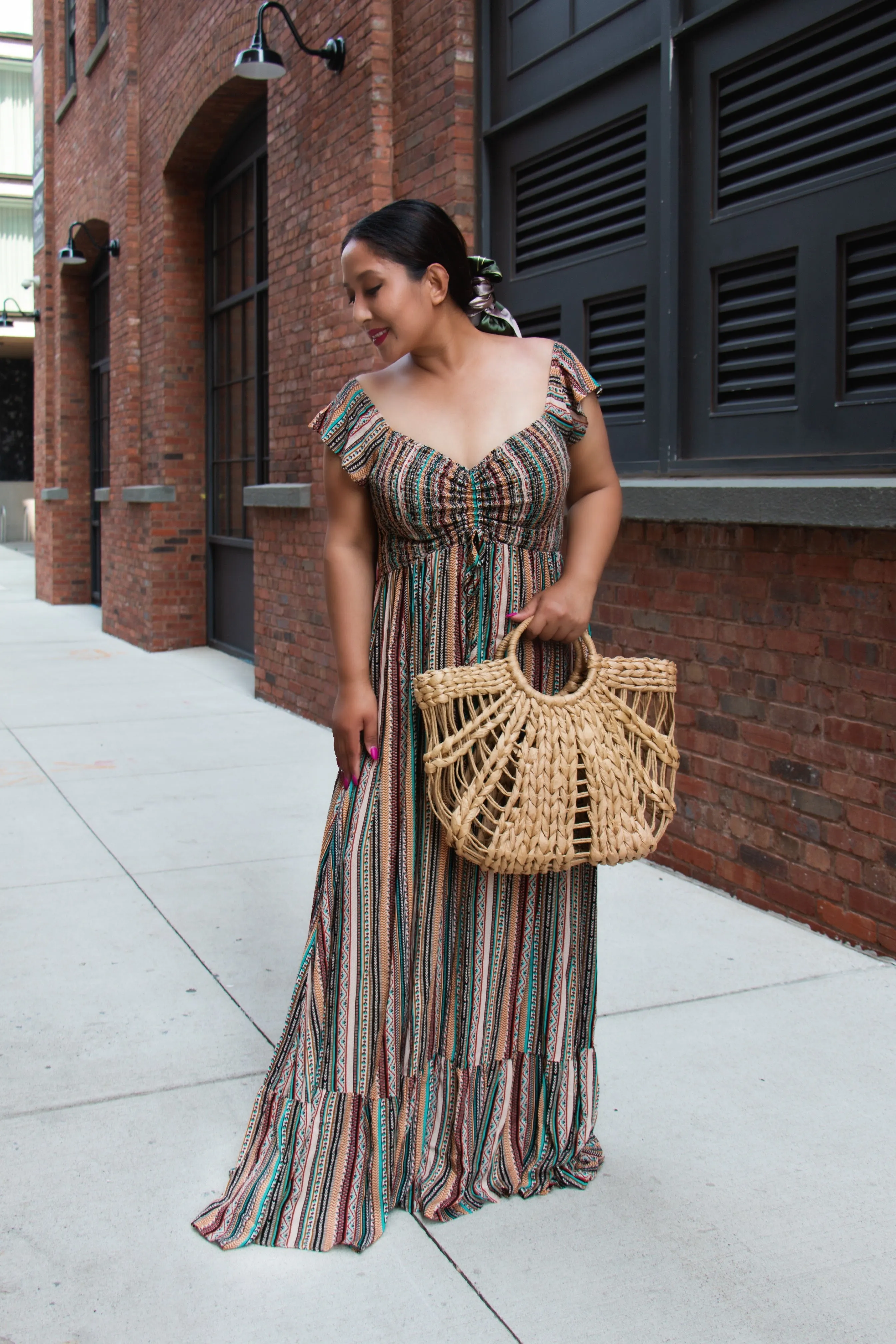 Smocked Off The Shoulder Maxi Dress