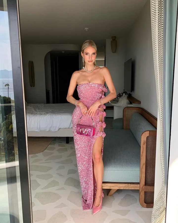 Sparkling Rosé Evening Gown