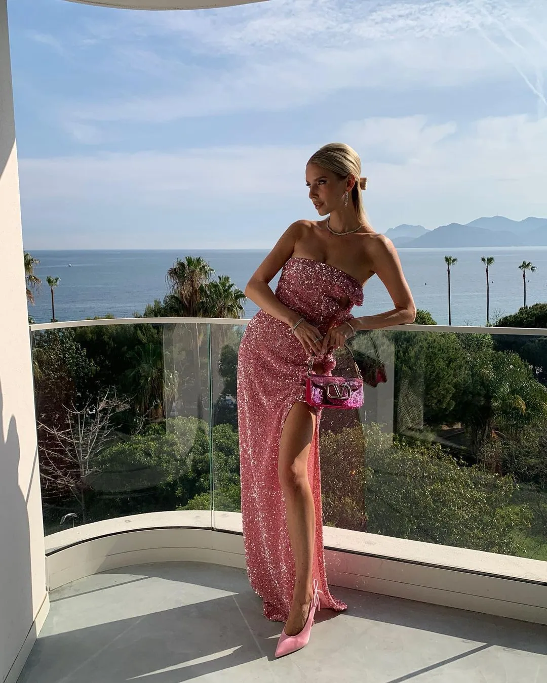 Sparkling Rosé Evening Gown
