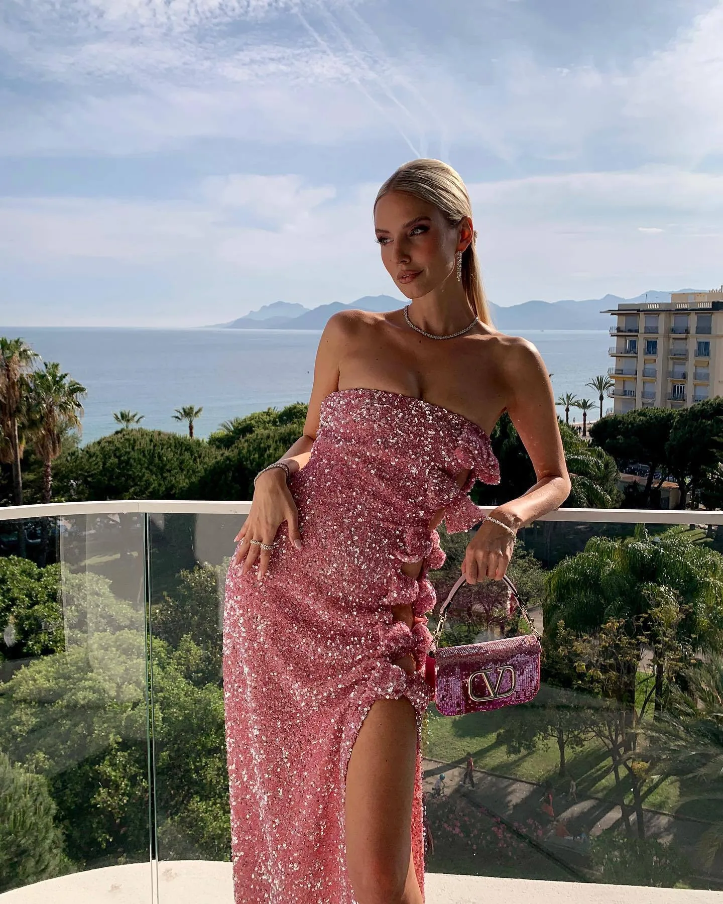 Sparkling Rosé Evening Gown