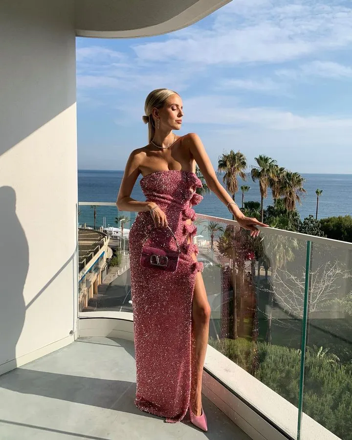 Sparkling Rosé Evening Gown