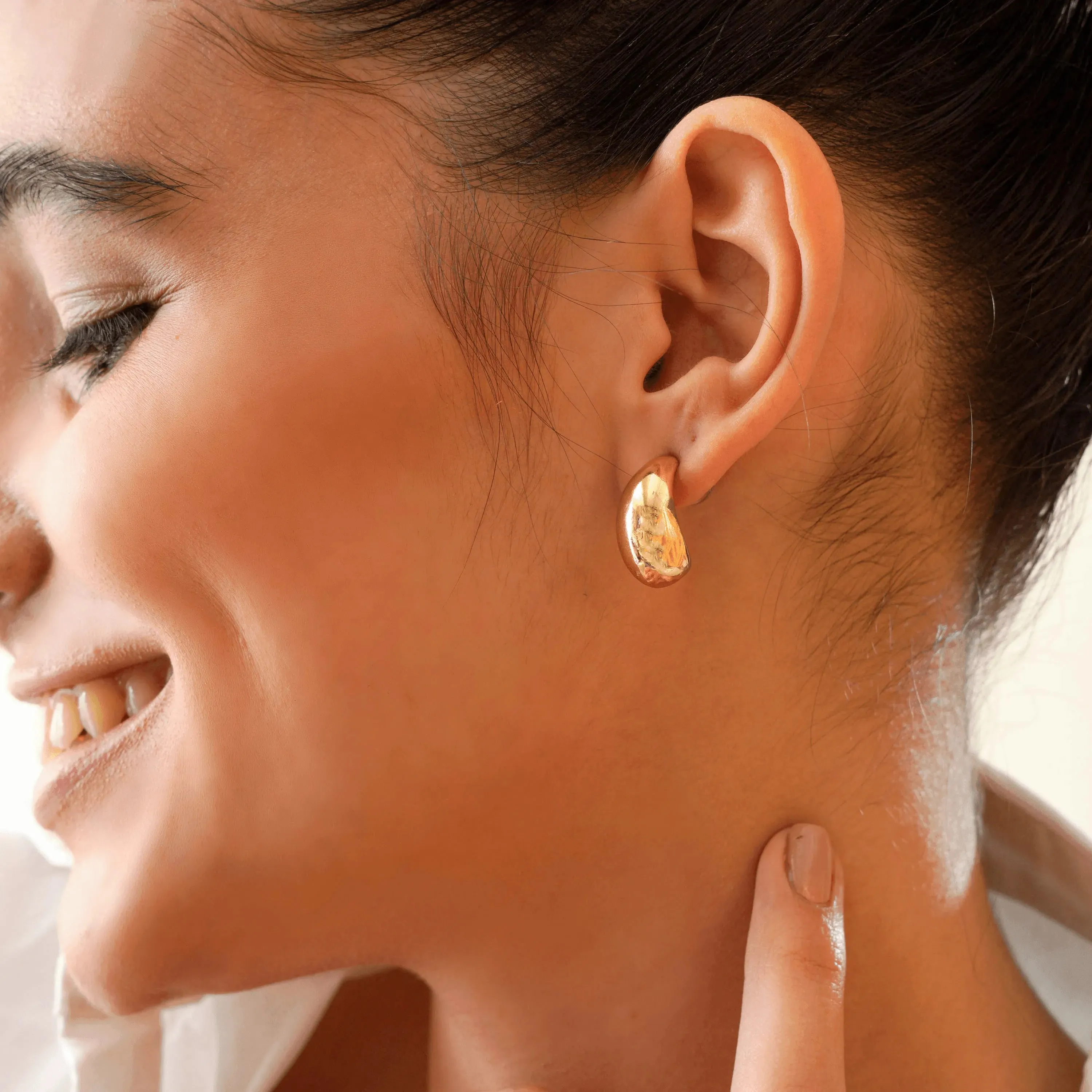 TFC Pompom Huggie Gold Plated Stud Earrings