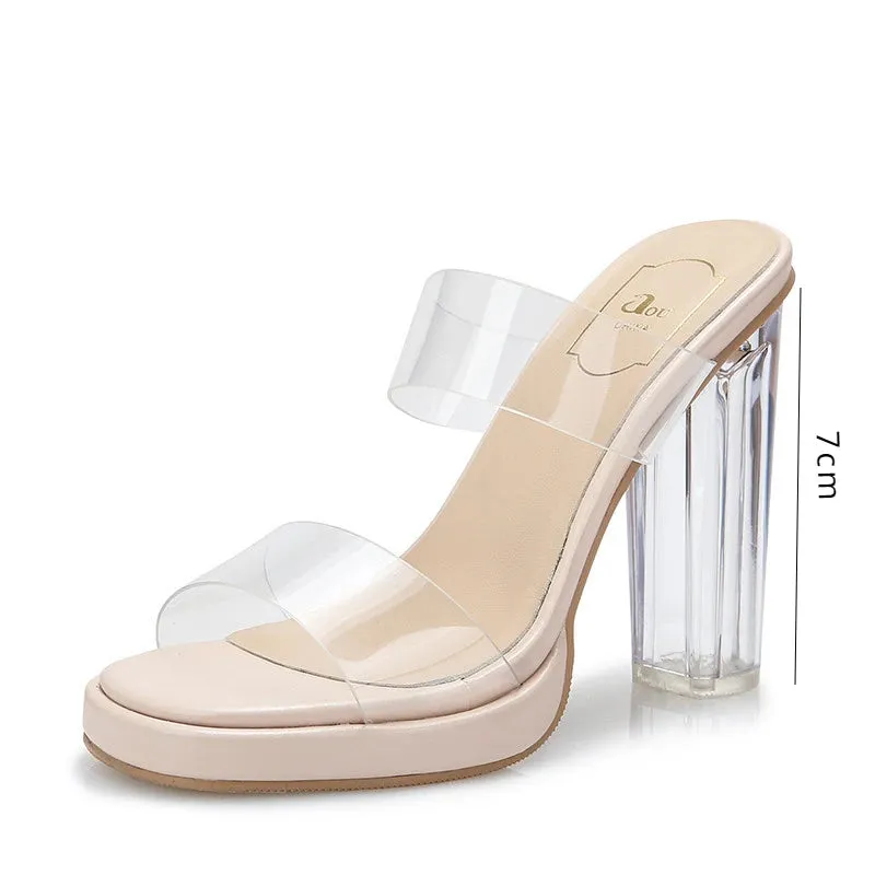 Transparent Strap Platform Heels