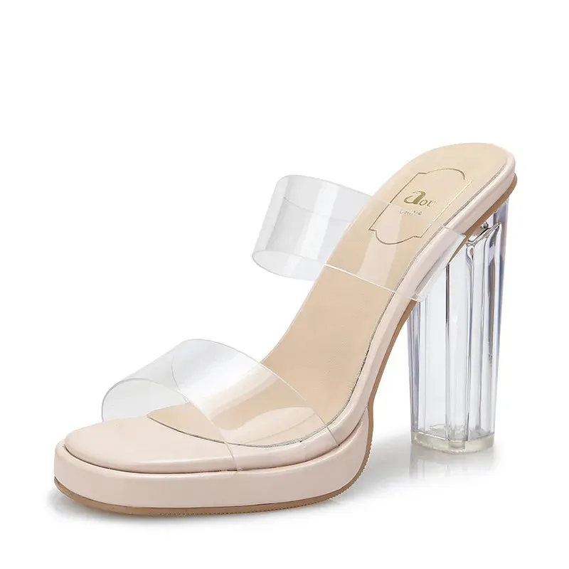 Transparent Strap Platform Heels